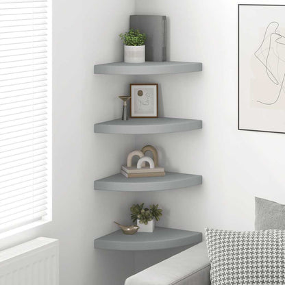 Floating Corner Shelves 4 pcs Grey 35x35x3.8 cm MDF