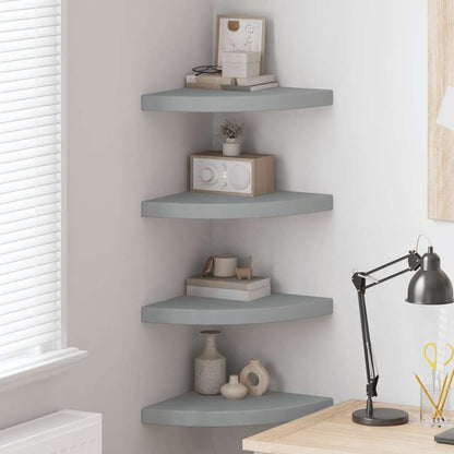 Floating Corner Shelves 4 pcs Grey 35x35x3.8 cm MDF