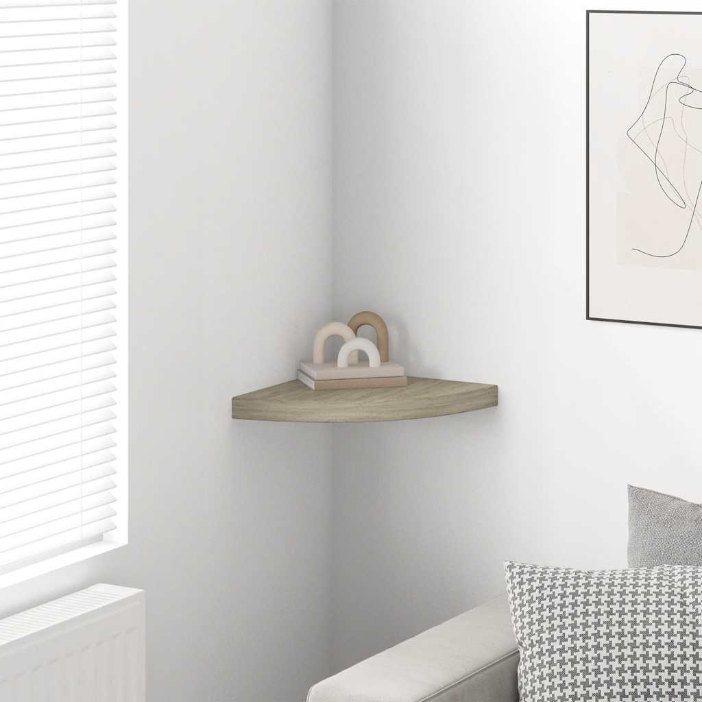 Floating Corner Shelf Oak 35x35x3.8 cm MDF