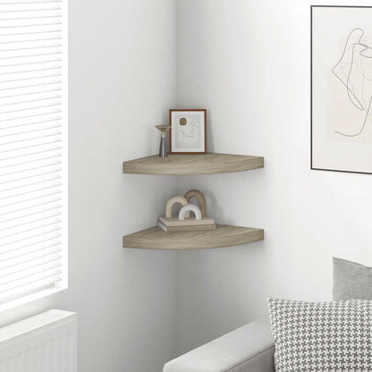 Floating Corner Shelves 2 pcs Oak 35x35x3.8 cm MDF