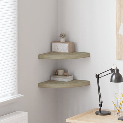 Floating Corner Shelves 2 pcs Oak 35x35x3.8 cm MDF