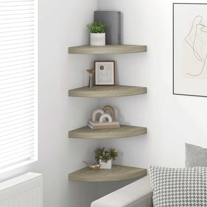 Floating Corner Shelves 4 pcs Oak 35x35x3.8 cm MDF