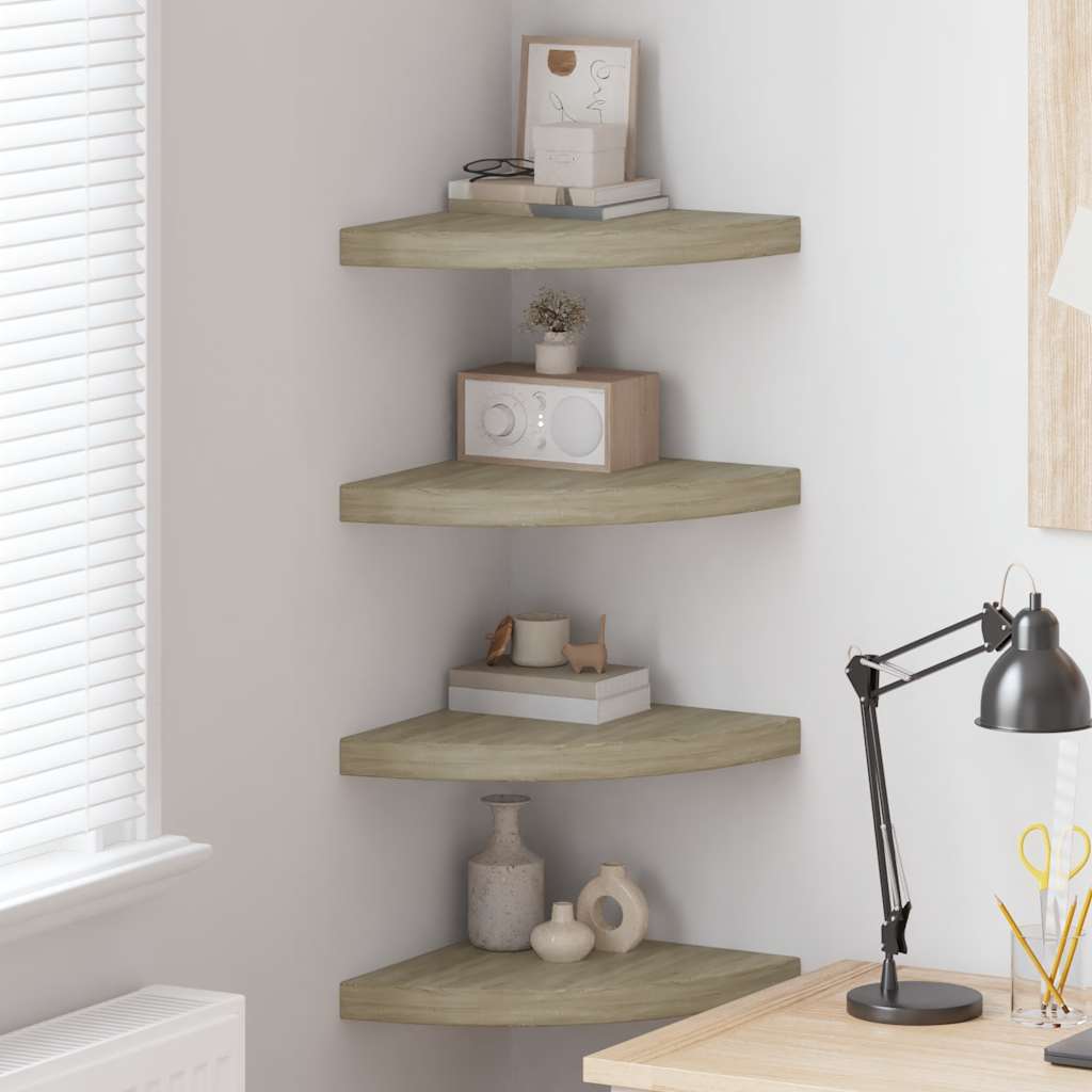 Floating Corner Shelves 4 pcs Oak 35x35x3.8 cm MDF