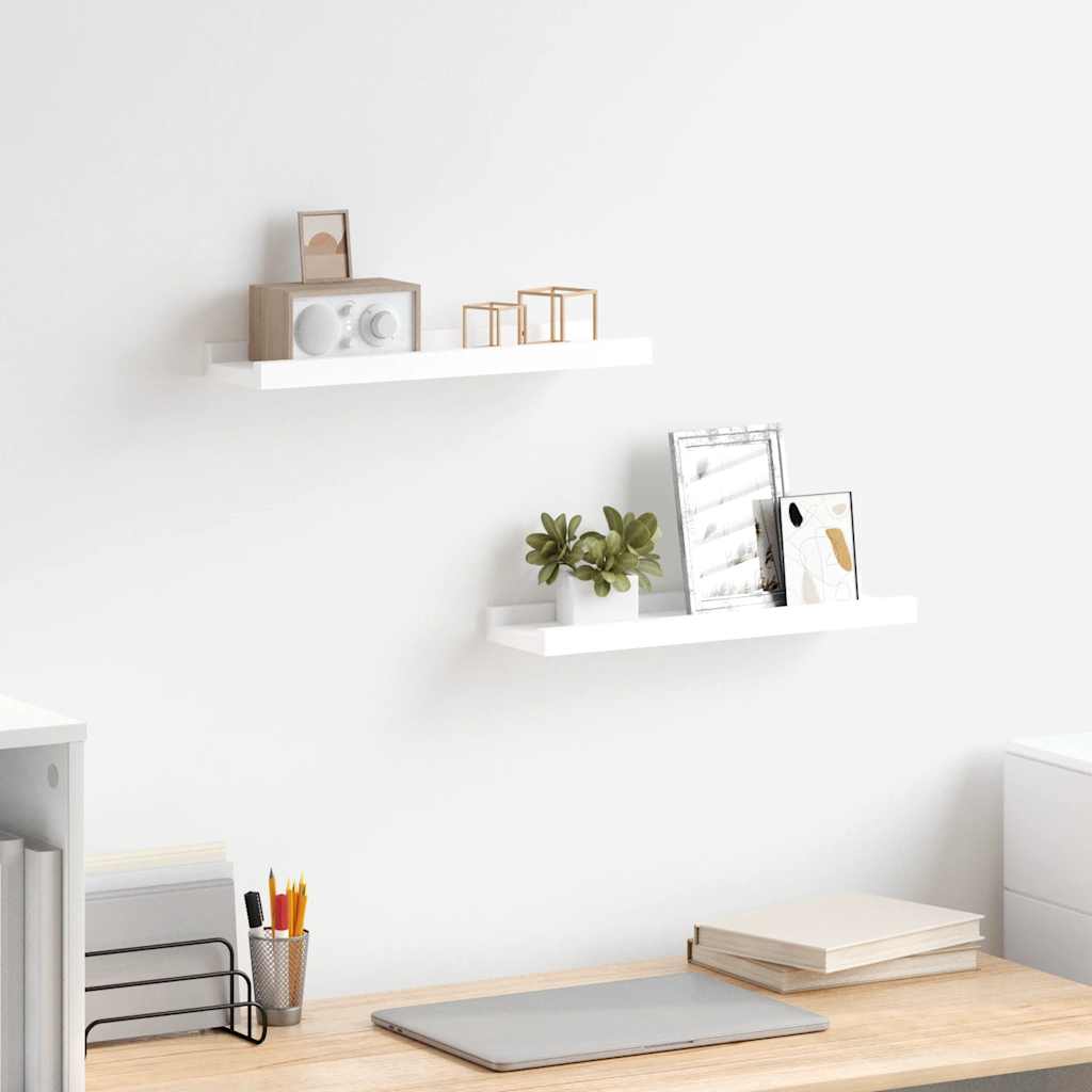 Picture Frame Ledge Shelves 2 pcs White 40x9x3 cm MDF