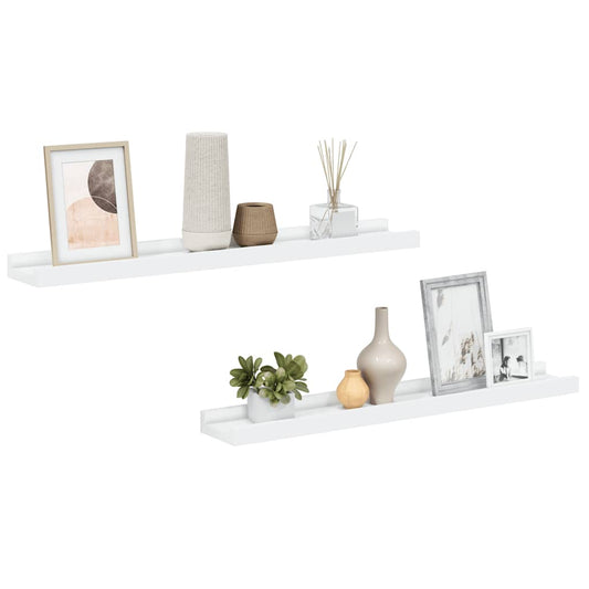 Picture Frame Ledge Shelves 2 pcs White 60x9x3 cm MDF