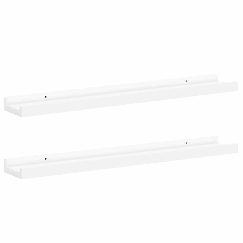 Picture Frame Ledge Shelves 2 pcs White 60x9x3 cm MDF