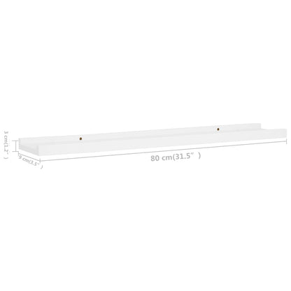 Picture Frame Ledge Shelves 2 pcs White 80x9x3 cm MDF