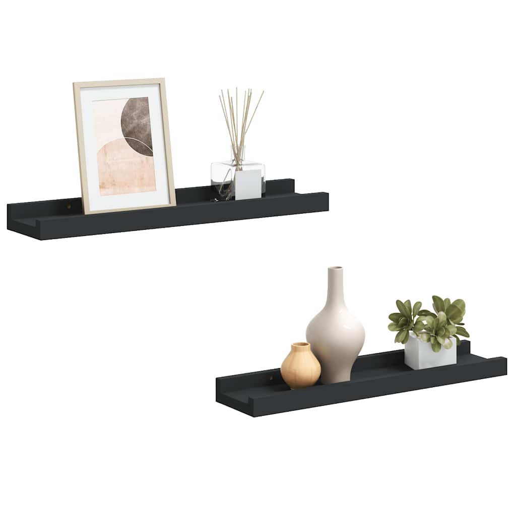 Picture Frame Ledge Shelves 2 pcs Black 40x9x3 cm MDF