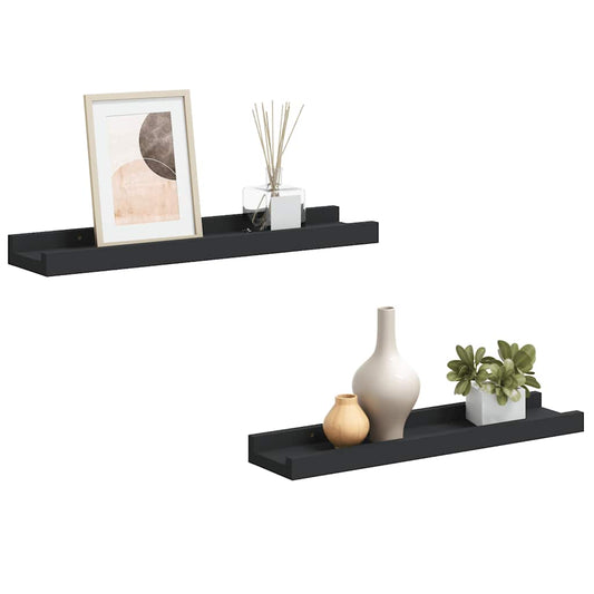 Picture Frame Ledge Shelves 2 pcs Black 40x9x3 cm MDF