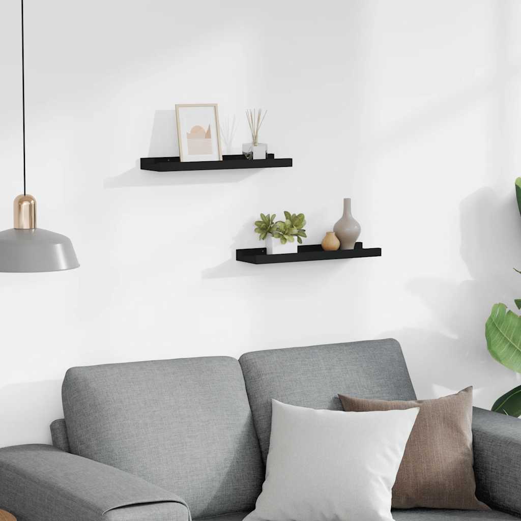 Picture Frame Ledge Shelves 2 pcs Black 40x9x3 cm MDF