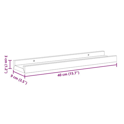 Picture Frame Ledge Shelves 2 pcs Black 40x9x3 cm MDF