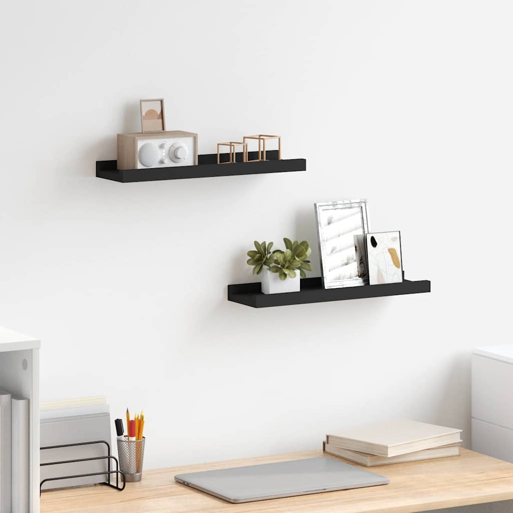 Picture Frame Ledge Shelves 2 pcs Black 40x9x3 cm MDF