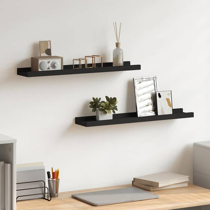 Picture Frame Ledge Shelves 2 pcs Black 60x9x3 cm MDF