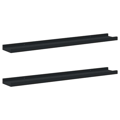 Picture Frame Ledge Shelves 2 pcs Black 80x9x3 cm MDF