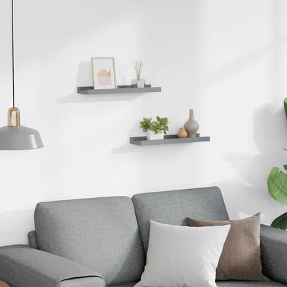 Picture Frame Ledge Shelves 2 pcs Grey 40x9x3 cm MDF