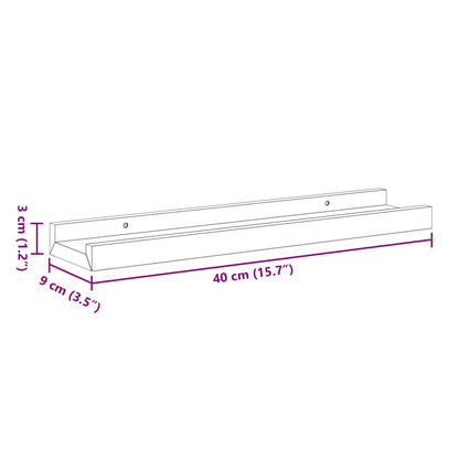 Picture Frame Ledge Shelves 2 pcs Grey 40x9x3 cm MDF