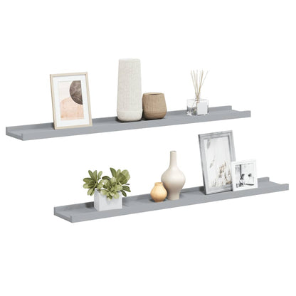 Picture Frame Ledge Shelves 2 pcs Grey 80x9x3 cm MDF