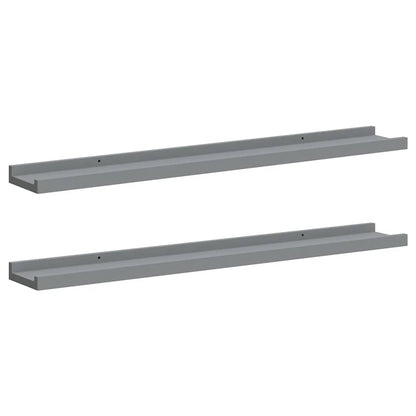 Picture Frame Ledge Shelves 2 pcs Grey 80x9x3 cm MDF