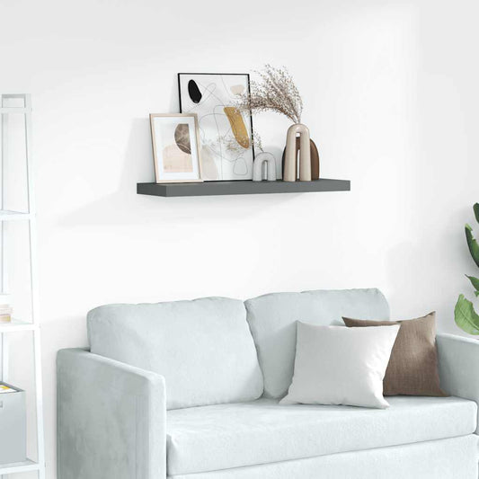 Picture Frame Ledge Shelves 2 pcs Grey 80x9x3 cm MDF
