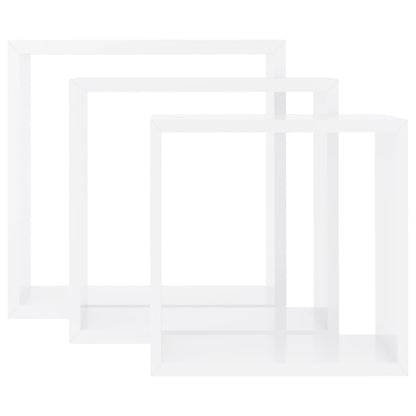Wall Cube Shelves 3 pcs White MDF