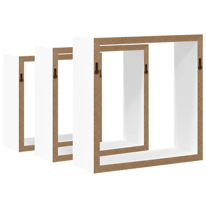 Wall Cube Shelves 3 pcs White MDF