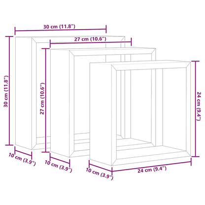 Wall Cube Shelves 3 pcs Grey MDF