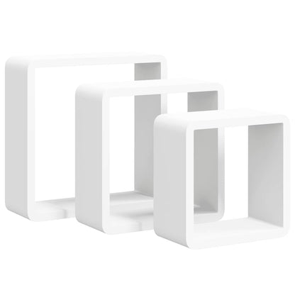 Wall Cube Shelves 3 pcs White MDF