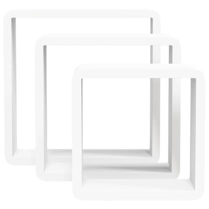 Wall Cube Shelves 3 pcs White MDF