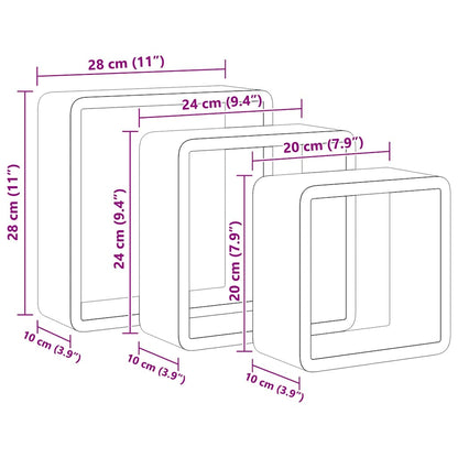 Wall Cube Shelves 3 pcs White MDF