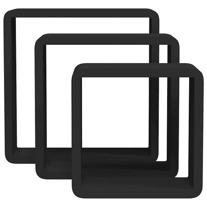 Wall Cube Shelves 3 pcs Black MDF