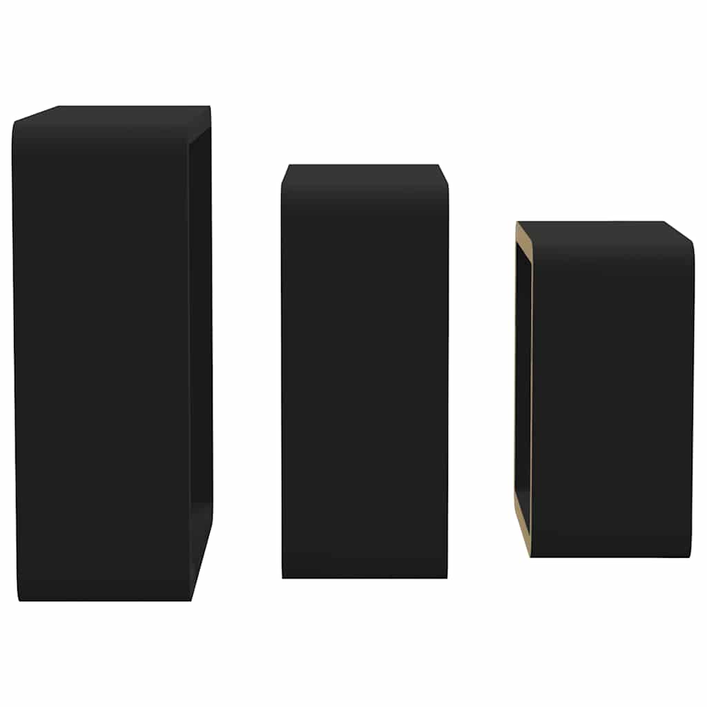 Wall Cube Shelves 3 pcs Black MDF