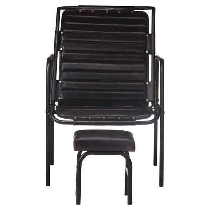 323729 vidaXL Relaxing Armchair with a Footrest Black Real Leather