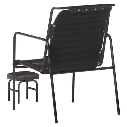 323729 vidaXL Relaxing Armchair with a Footrest Black Real Leather