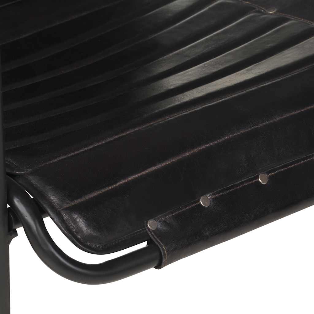 323729 vidaXL Relaxing Armchair with a Footrest Black Real Leather