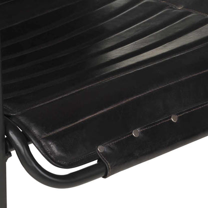 323729 vidaXL Relaxing Armchair with a Footrest Black Real Leather