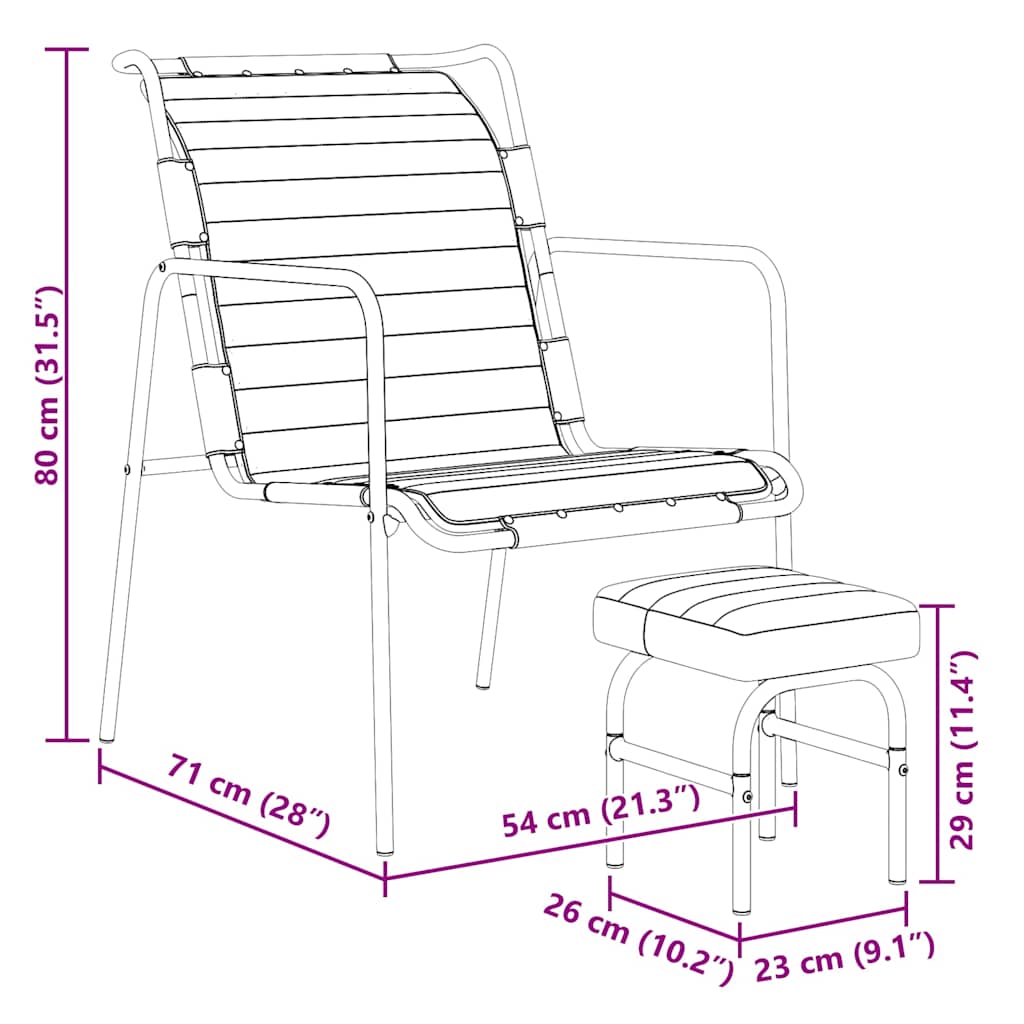 323729 vidaXL Relaxing Armchair with a Footrest Black Real Leather