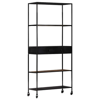 Book Cabinet 80x35x180 cm Rough Mango Wood & Iron