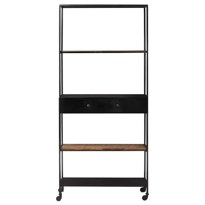 Book Cabinet 80x35x180 cm Rough Mango Wood & Iron