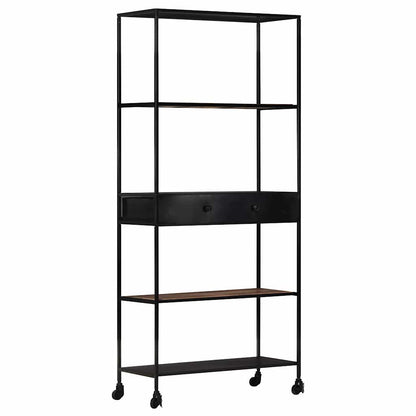 Book Cabinet 80x35x180 cm Rough Mango Wood & Iron