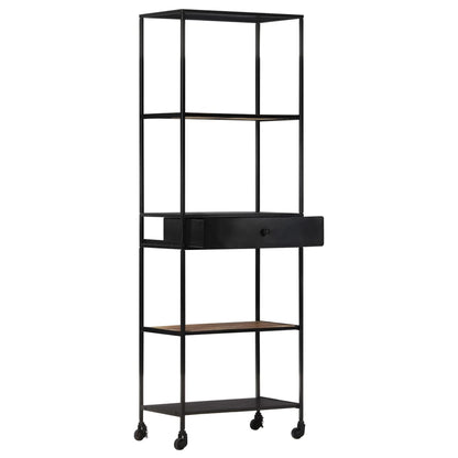 Book Cabinet 60x35x180 cm Rough Mango Wood & Iron