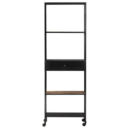 Book Cabinet 60x35x180 cm Rough Mango Wood & Iron