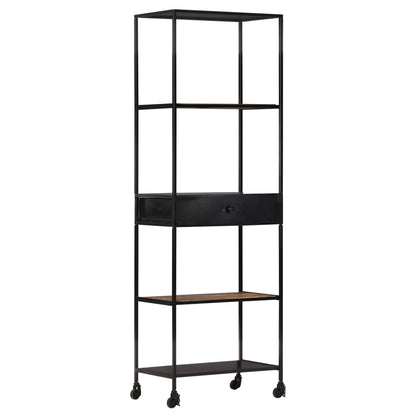 Book Cabinet 60x35x180 cm Rough Mango Wood & Iron