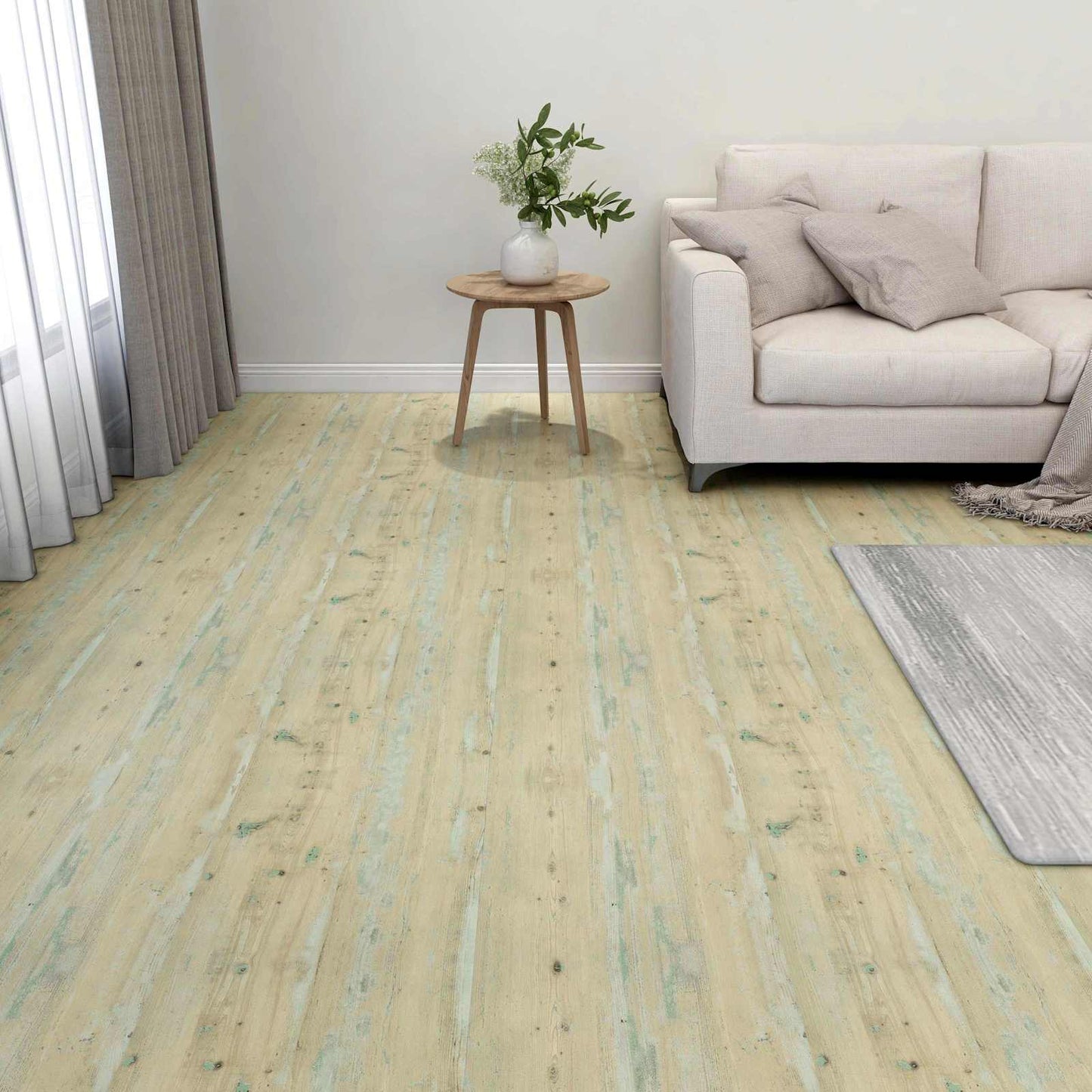 Flooring Planks 5.11 m² 55 pcs PVC White and Light Brown