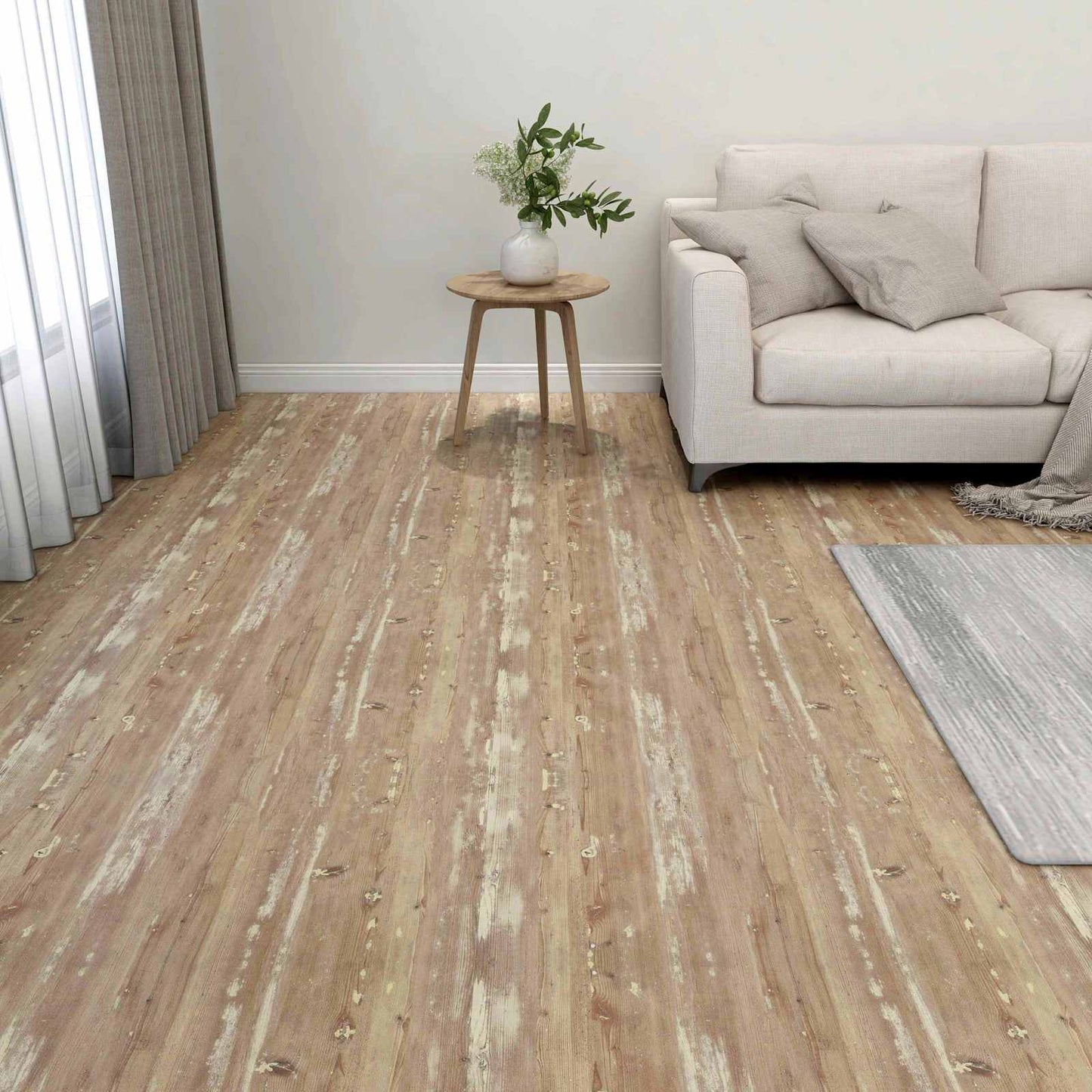 Flooring Planks 5.11 m² 55 pcs PVC Cream and Light Brown