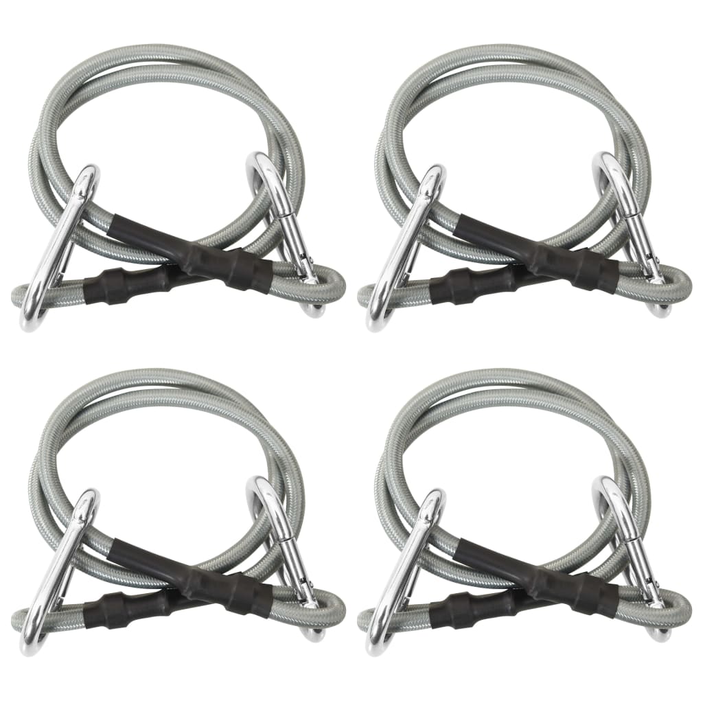 Rope With Carabiner | Black and silver | Rubber | 70 cm long