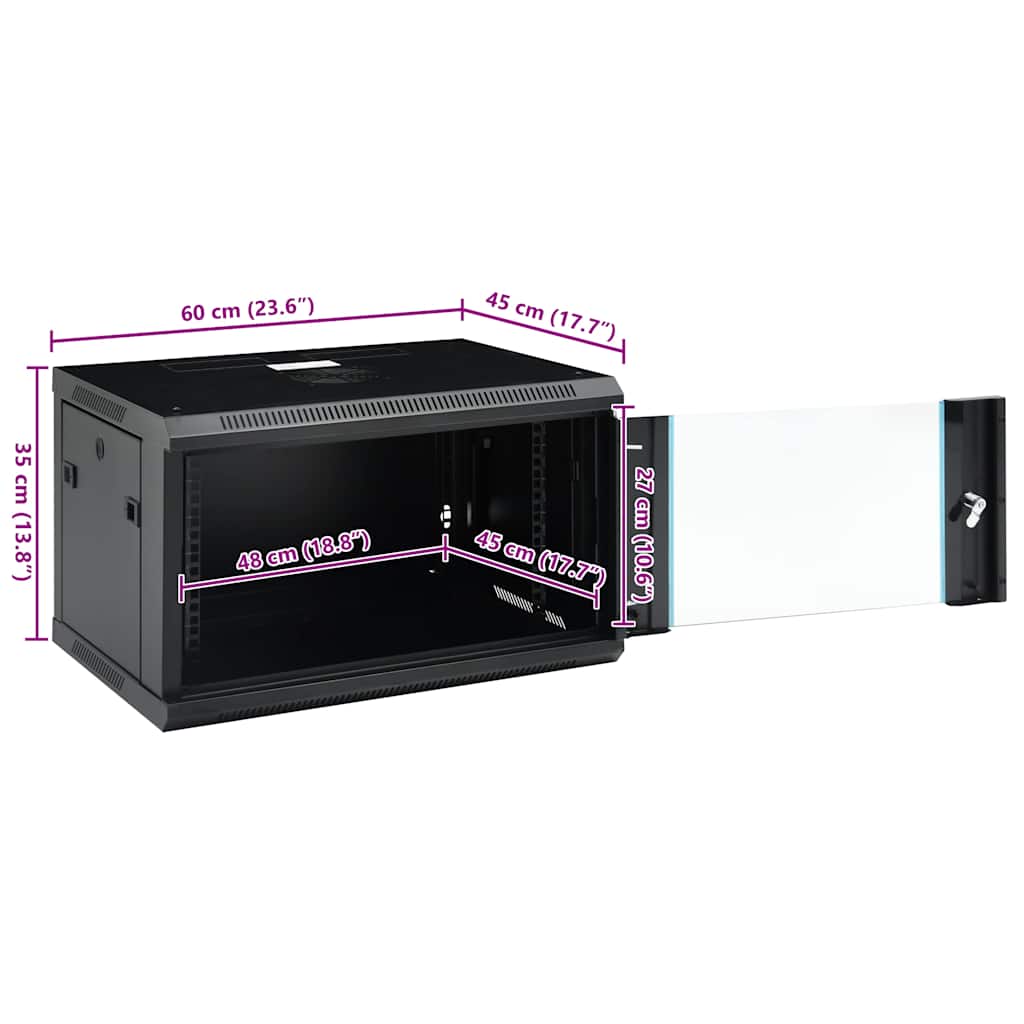 30165 vidaXL 6U Wall Mounted Network Cabinet 19" IP20 600x450x350 mm