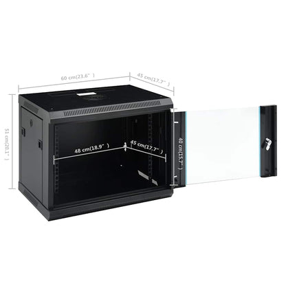 30166 vidaXL 9U Wall Mounted Network Cabinet 19" IP20 600x450x510 mm