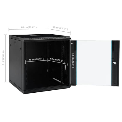 30167 vidaXL 12U Wall Mounted Network Cabinet 19" IP20 600x600x640 mm