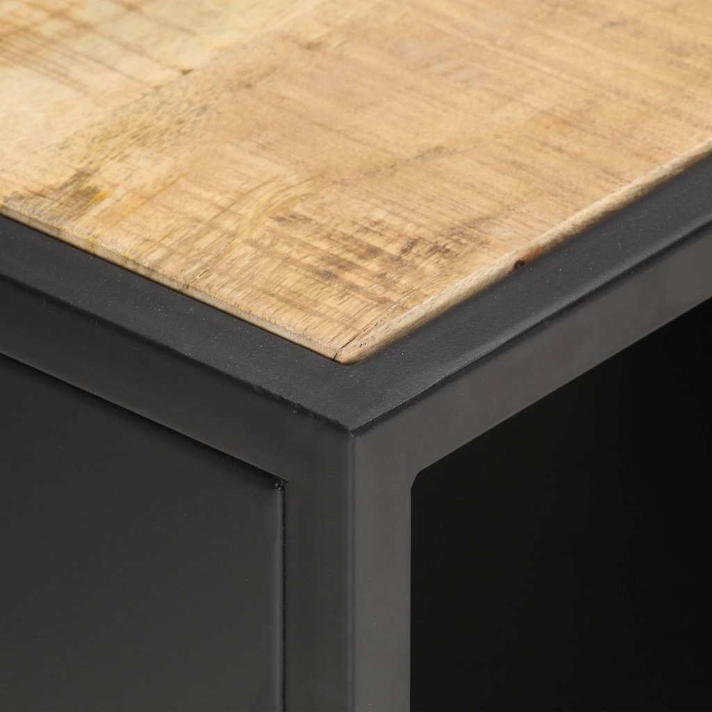 320944 vidaXL TV Cabinet with Carved Door 90x30x40 cm Rough Mango Wood