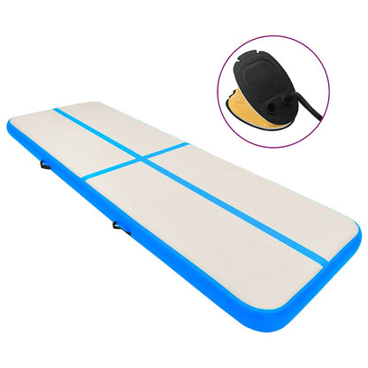 Inflatable Gymnastics Mat with Pump 400x100x15 cm PVC Blue